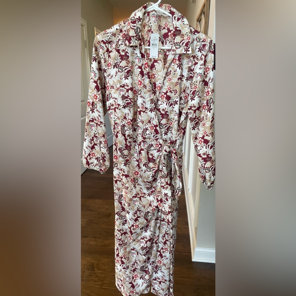 Loft Floral Long Wrap Dress.  Size medium.  NWT.